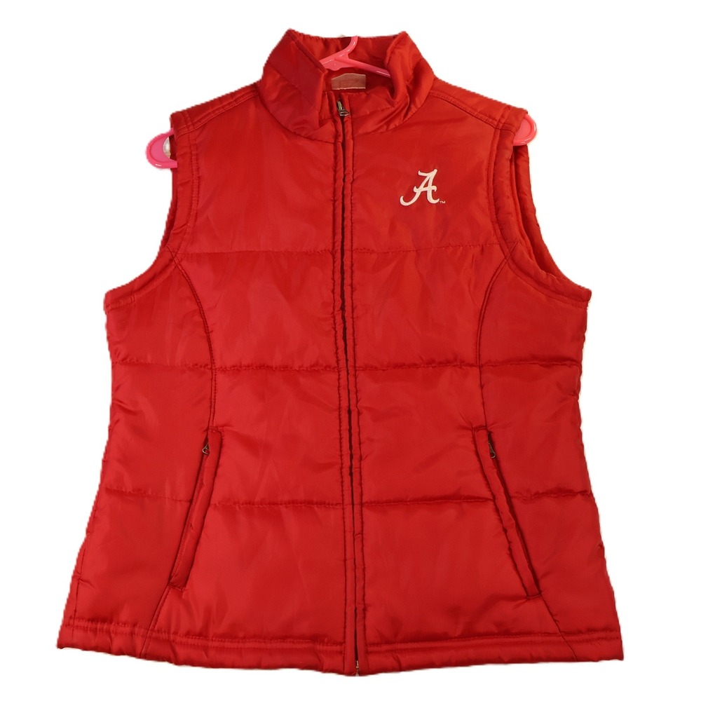 Knights Apparel Womens Medium Puffer Vest Red Alabama Crimson Tide NCAA Logo
